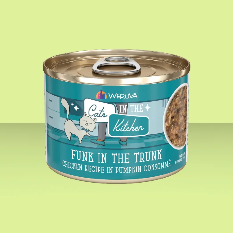    - Digestive care cat food  Weruva Cats In The Kitchen Funk In The Trunk 6oz