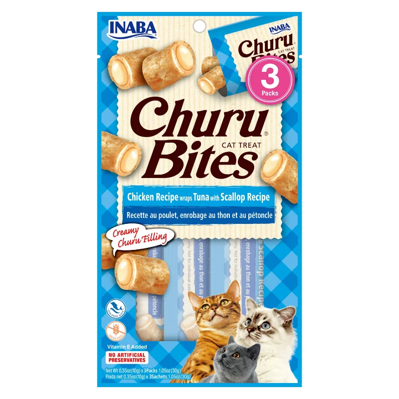 - Natural ingredient cat food Churu Cat Treats Bites - Chicken Wraps With Tuna & Scallop Recipe (3 packs x 10g) - Natural ingredient cat food Churu Cat Treats Bites - Chicken Wraps With Tuna & Scallop Recipe (3 packs x 10g)