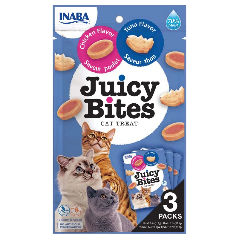 3. **Ingredient-Related** Churu Cat Treats Juicy Bites - Chicken and Tuna (3 sticks x 11g) 3. **Ingredient-Related** Churu Cat Treats Juicy Bites - Chicken and Tuna (3 sticks x 11g)