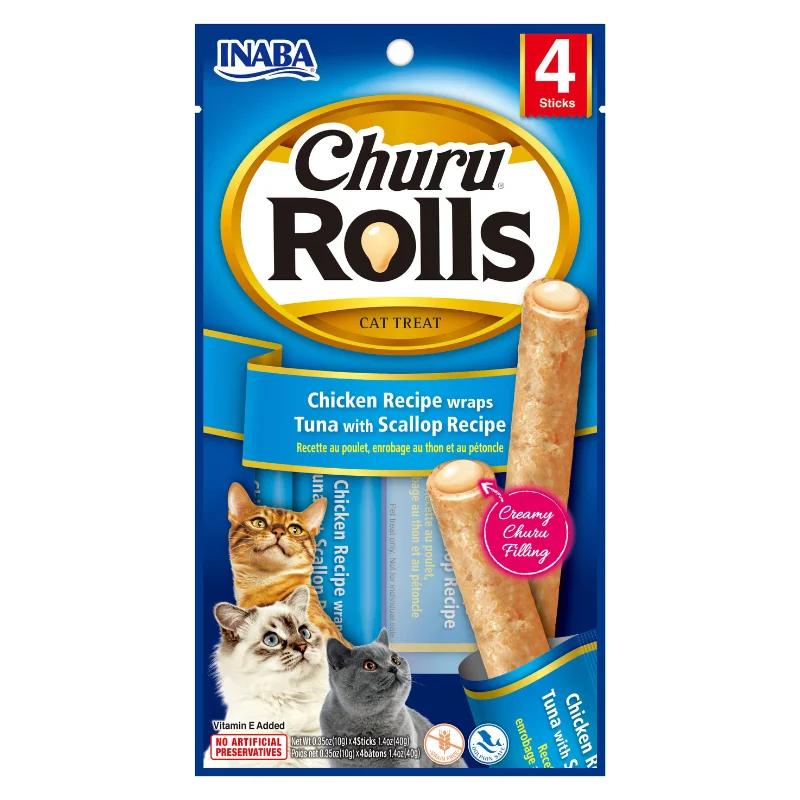 - Outdoor cat food Churu Cat Treats Rolls - Chicken With Tuna & Scallop Recipe (39g) - Outdoor cat food Churu Cat Treats Rolls - Chicken With Tuna & Scallop Recipe (39g)