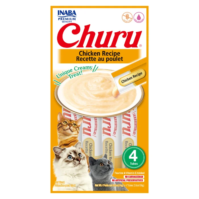    - High-fiber cat food  Churu Creamy Cat Treats - Chicken Recipe (4 sticks x 14g)