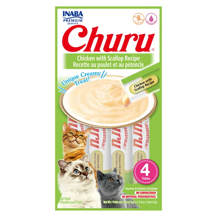 3. **Ingredient-Related** Churu Creamy Cat Treats - Chicken with Scallop (4 sticks x 14g) 3. **Ingredient-Related** Churu Creamy Cat Treats - Chicken with Scallop (4 sticks x 14g)