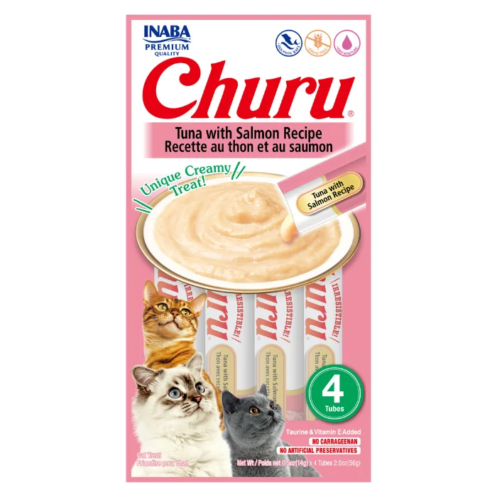 - Cat food for multi-cat households Churu Creamy Cat Treats - Tuna with Salmon (4 sticks x 14g) - Cat food for multi-cat households Churu Creamy Cat Treats - Tuna with Salmon (4 sticks x 14g)