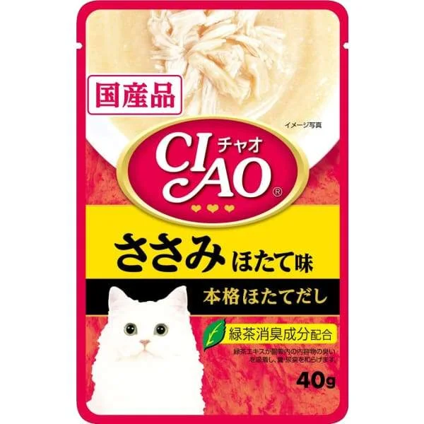    - Hypoallergenic cat food  Ciao Creamy Soup Pouch Chicken Fillet Scallop Flavor 40g