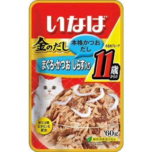- Cat food discounts and promotions Ciao Golden Stock Pouch Small Tuna Flakes with Whitebait for Mature Cat 11+ Wet Cat Food 60g - Cat food discounts and promotions Ciao Golden Stock Pouch Small Tuna Flakes with Whitebait for Mature Cat 11+ Wet Cat Food 60g