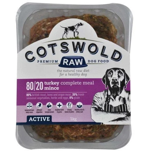  -High-fiber dog foodCotswolds Adult Working Turkey Mince Active 1kg
