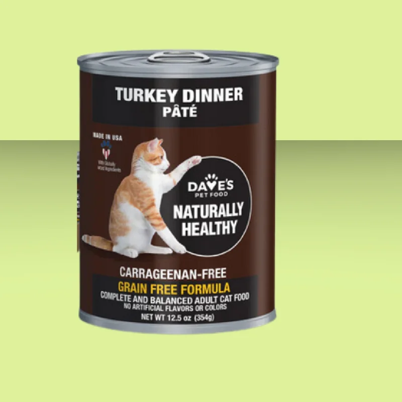    - Hairball control cat food  Dave's Healthy & Natural Turkey Cat 12.5oz