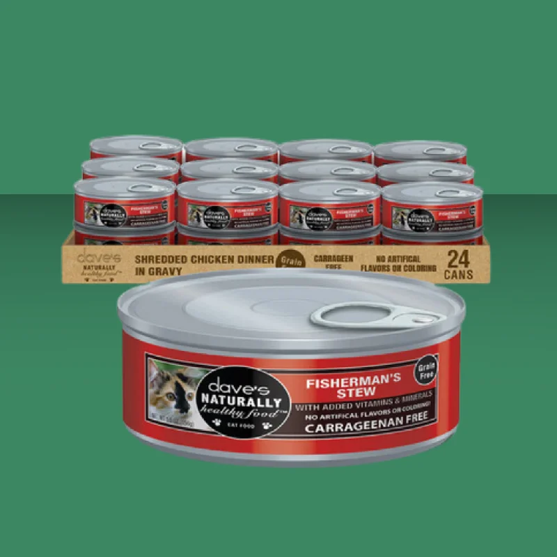    - Indoor cat food  Dave's Healthy & Nutritious Fisherman's Stew 5.5oz N
