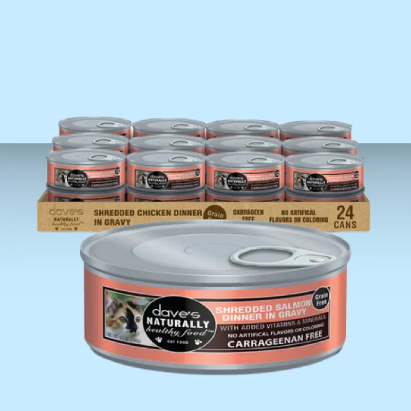    - Digestive care cat food  Dave's Healthy & Natural Shredded Salmon Dinner 5.5oz