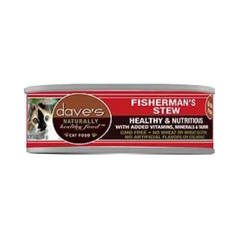 5. **Health and Nutrition**  Dave's Grain Free Fisherman Stew Cat Canned