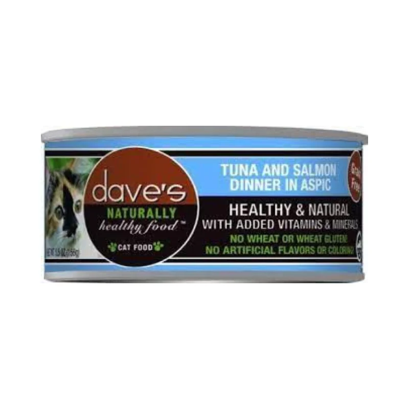    - Cat food for dental health  Dave's Tuna & Salmon Dinner in Aspic Cat Canned