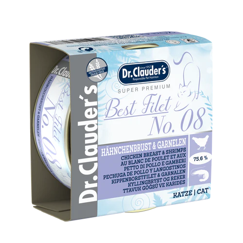    - Cat food for immune system support  Dr Clauder's Best Filet No 8 Chicken Breast & Prawn 70g