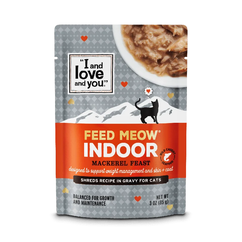    - Affordable cat food with good quality  Feed Meow Indoor Mackerel Feast