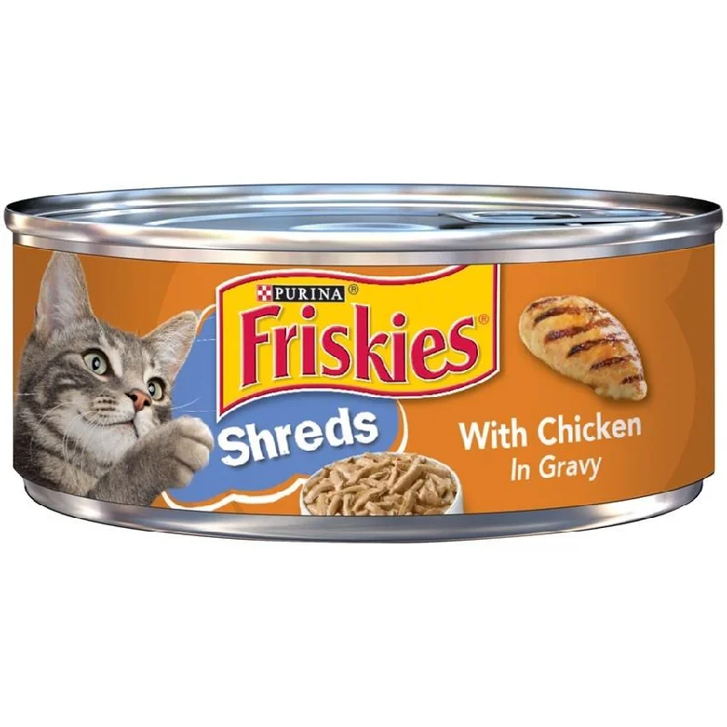    - Outdoor cat food  Friskies Savory Shreds with Chicken in Gravy Canned Cat Food