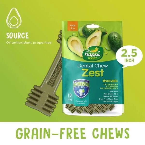  -Cost-effective dog foodHappi Doggy Dental Chew Zest Avocado Petite 2.5 Inch 150g