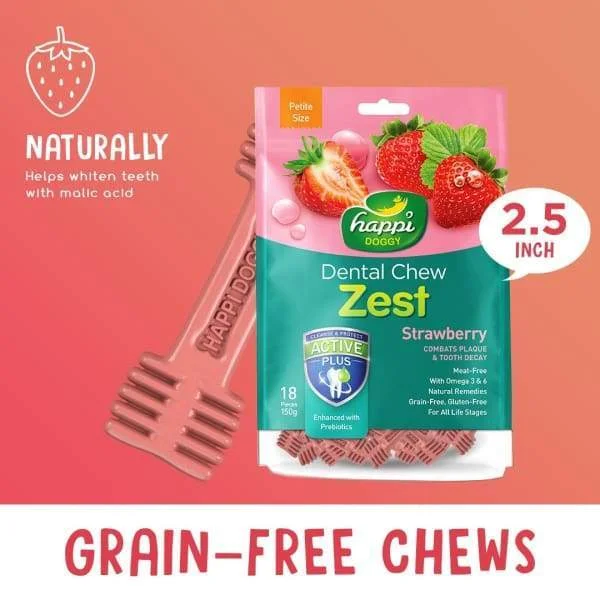 - Special food for puppiesHappi Doggy Dental Chew Zest Strawberry 2.5 Inch Petite 150g - Special food for puppiesHappi Doggy Dental Chew Zest Strawberry 2.5 Inch Petite 150g