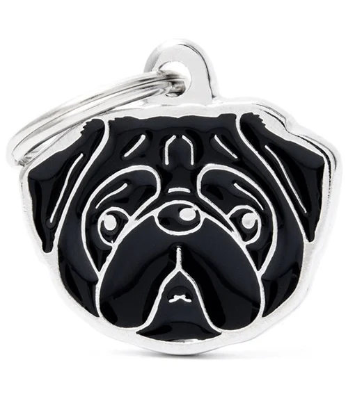 10. **Pet water dispenser is silent**ID Tag - Black Pug