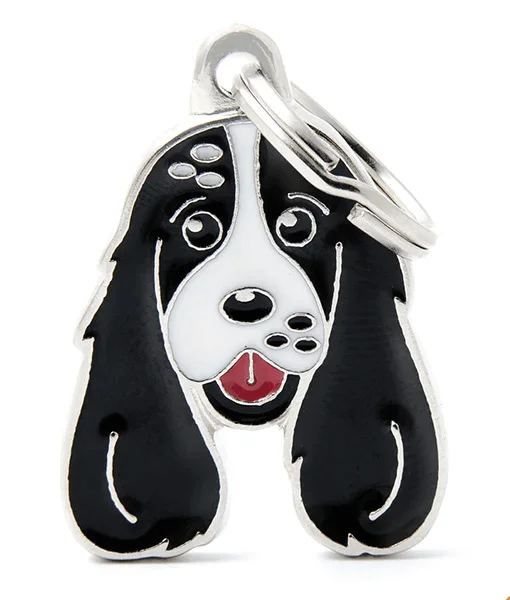 9. **Dog paw cream is winter**ID Tag - Black & White Cocker Spaniel