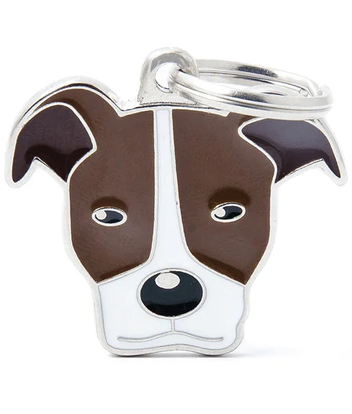 ### Cat accessoriesID Tag - Brown Pitbull