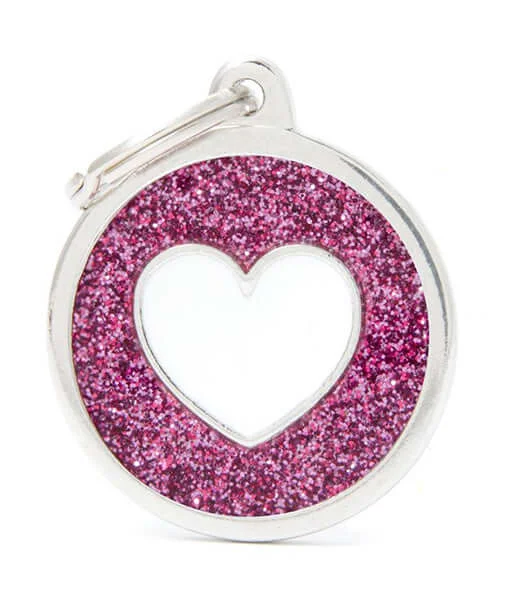 5. **Dog toy sound ball**ID Tag - Pink Circle White Heart