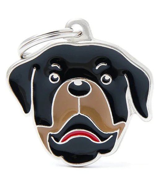 7. **Dog traction rope is automatically retractable**ID Tag - Rottweiler