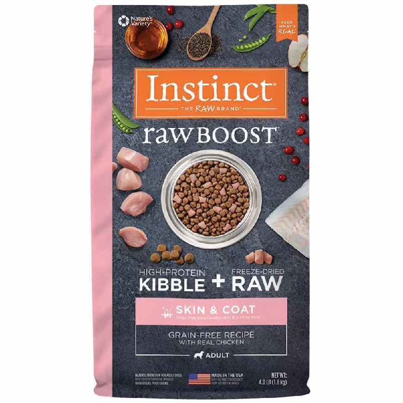 -Cost-effective dog foodInstinct Raw Boost Skin & Coat Real Chicken Grain-Free Dry Dog Food 4lb -Cost-effective dog foodInstinct Raw Boost Skin & Coat Real Chicken Grain-Free Dry Dog Food 4lb