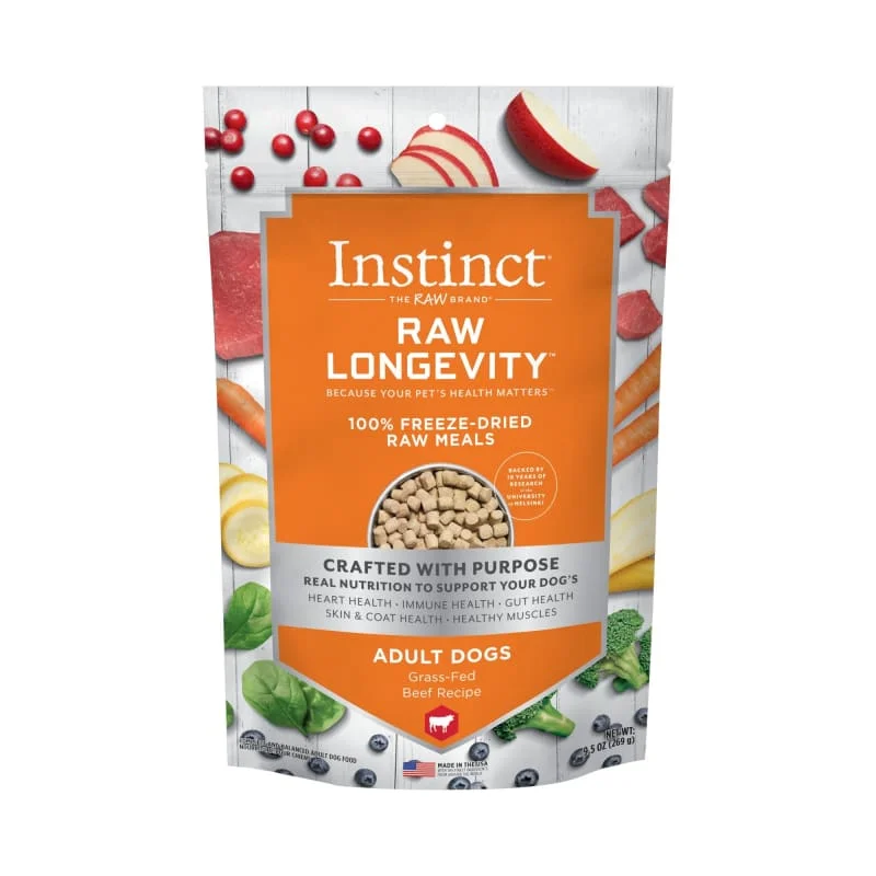- Dog food discountsInstinct Raw Longevity Beef Freeze Dried Raw Dog Food 9.5oz