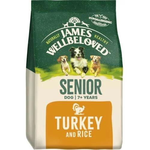 - Special food for senior dogsJames Wellbeloved Senior Dry Dog Food with Turkey and Rice 2kg - Special food for senior dogsJames Wellbeloved Senior Dry Dog Food with Turkey and Rice 2kg