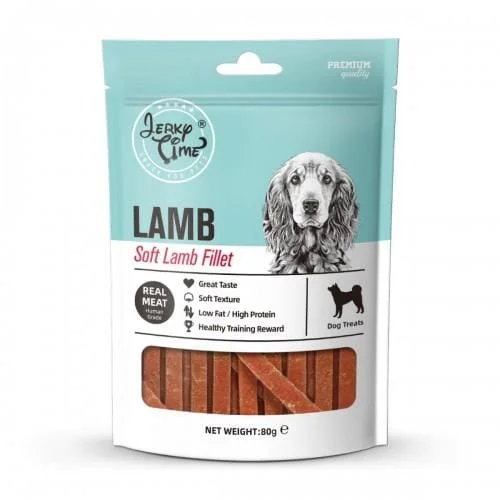 - Dog food helps the digestive systemJerky Time Soft Lamb Fillet Dog Treats 80g