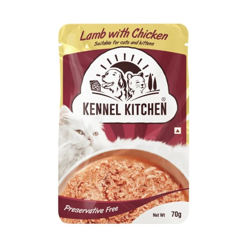 - Outdoor cat food Kennel Kitchen Wet Cat Food - Lamb with Chicken Shreds in Gravy (70g x 12 Pouches) - Outdoor cat food Kennel Kitchen Wet Cat Food - Lamb with Chicken Shreds in Gravy (70g x 12 Pouches)