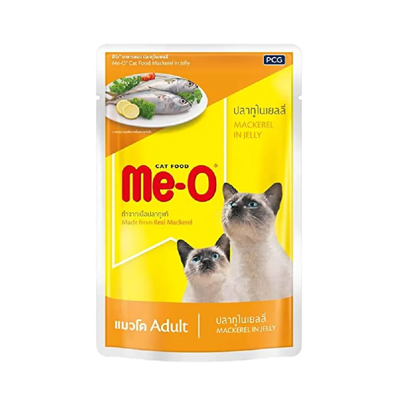    - High-protein cat food  ME-O CAT FOOD ADULT MACKEREL JELLY 80 GM