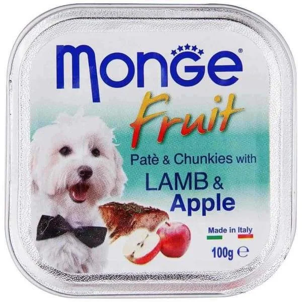  -High-fiber dog foodMonge Fruit Lamb & Apple Pate with Chunkies Tray Dog Food 100g