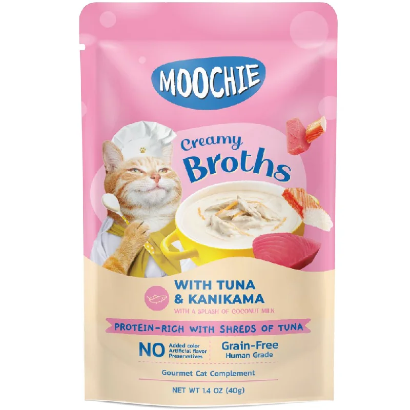 5. **Health and Nutrition**  20% OFF: Moochie Creamy Broths With Tuna & Kanikama Grain-Free Pouch Cat Food 40g x 16