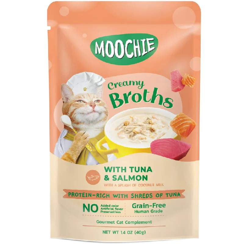 - Natural ingredient cat food 20% OFF: Moochie Creamy Broths With Tuna & Salmon Grain-Free Pouch Cat Food 40g x 16 - Natural ingredient cat food 20% OFF: Moochie Creamy Broths With Tuna & Salmon Grain-Free Pouch Cat Food 40g x 16