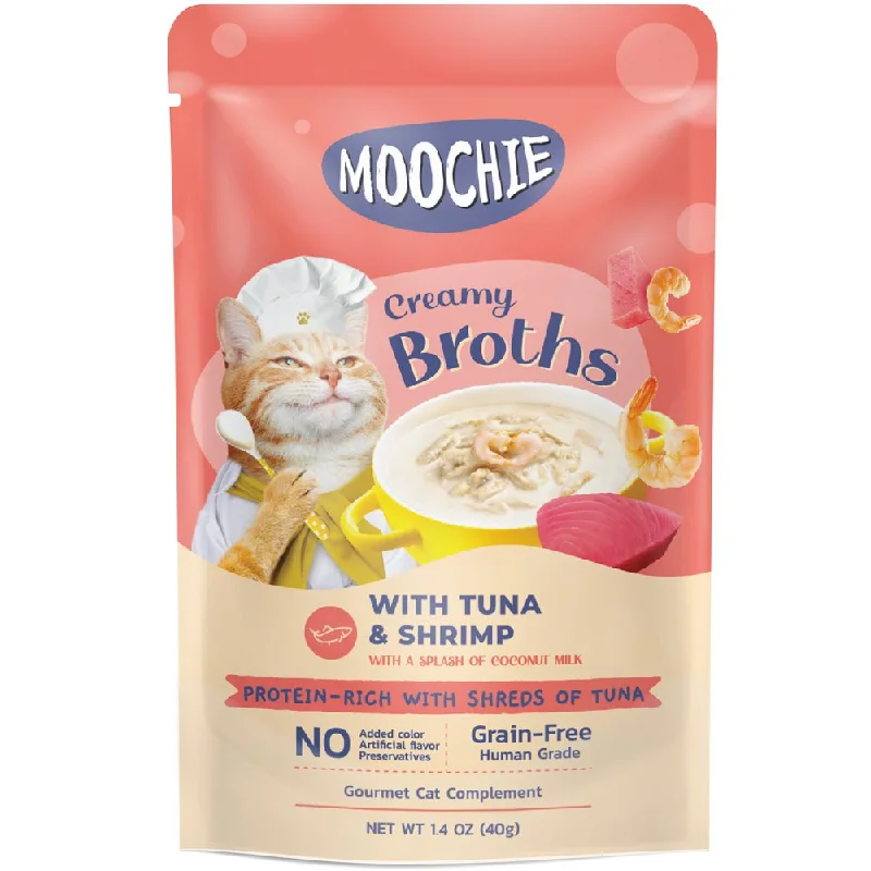 - Cat food for coat health 20% OFF: Moochie Creamy Broths With Tuna & Shrimp Grain-Free Pouch Cat Food 40g x 16 - Cat food for coat health 20% OFF: Moochie Creamy Broths With Tuna & Shrimp Grain-Free Pouch Cat Food 40g x 16