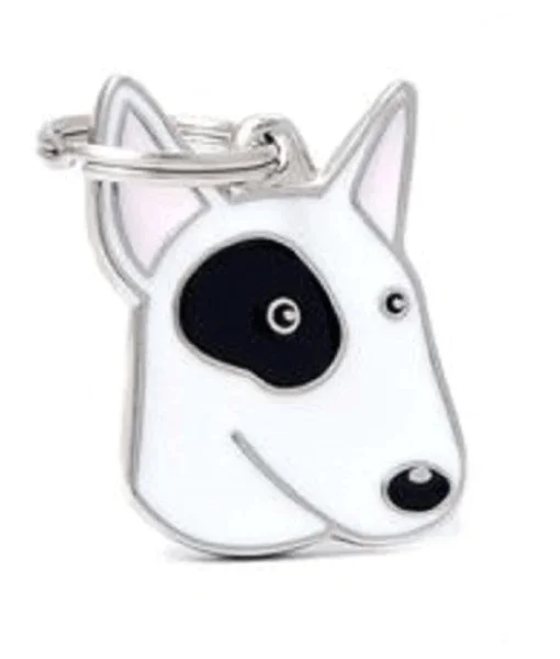 3. **Pet food bowl is anti-slip design**My Family ID Tags Friends Bull Terrier White