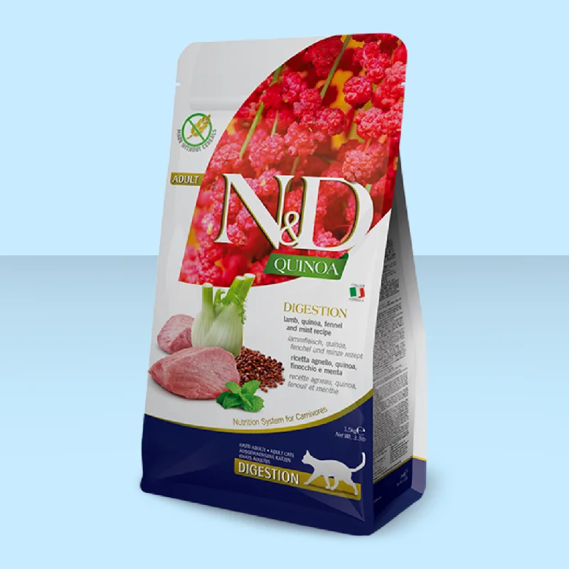    - Cat food for dental health  Farmina N&D Cat Quinoa Digestion Lamb 3.3#