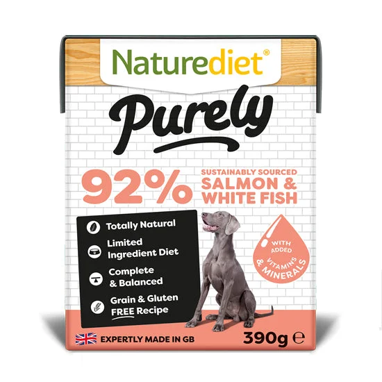 - High protein dog foodNature Diet Purely Dog Food - Salmon & White Fish 390g
