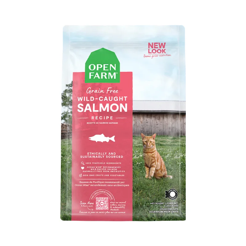 4. **Price and Purchasing**  Open Farm Wild Salmon Dry Cat Food