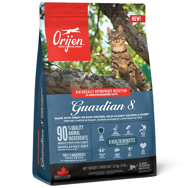    - Cat food for spayed/neutered cats  Orijen Guardian 8
