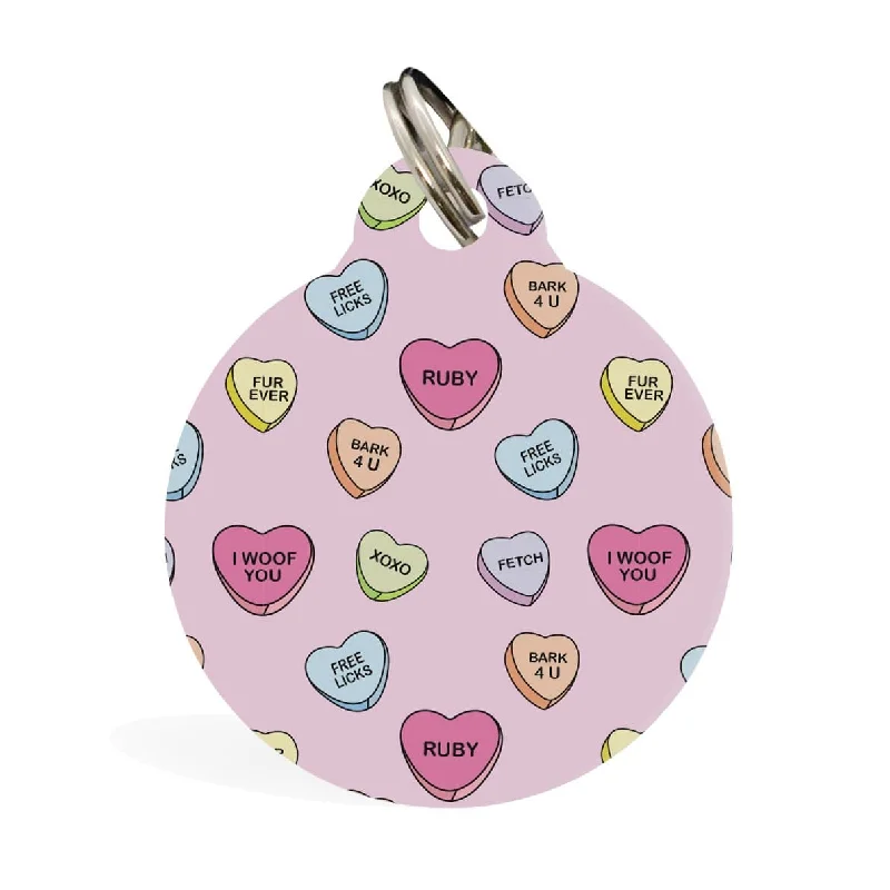 9. **Dog paw cream is winter**Pet ID Tag - Candy Hearts