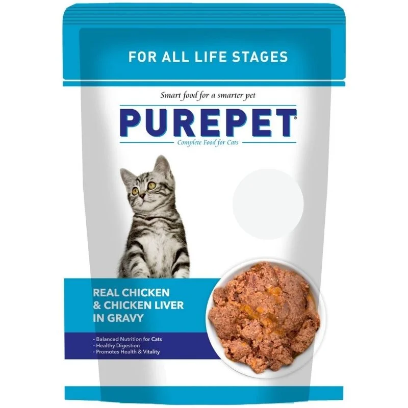 - Cat food for pregnant and nursing cats Purepet Wet Cat Food for All Lifestages - Real Chicken and Chicken Liver in Gravy - Cat food for pregnant and nursing cats Purepet Wet Cat Food for All Lifestages - Real Chicken and Chicken Liver in Gravy