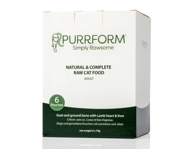 3. **Ingredient-Related** Purrform Goat with Ground Bone and Lamb Heart - POUCH (6x70g) 3. **Ingredient-Related** Purrform Goat with Ground Bone and Lamb Heart - POUCH (6x70g)
