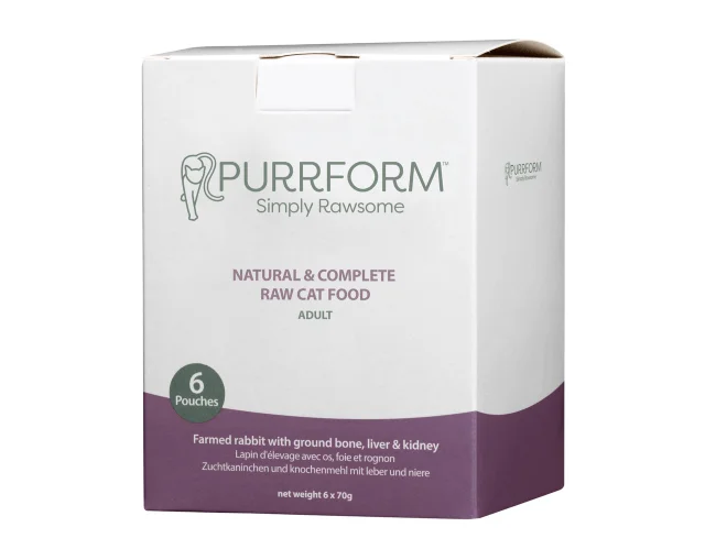    - Recommended online stores for cat food  Purrform Rabbit with Ground Bone, Liver and Kidney - POUCH (6x70g)