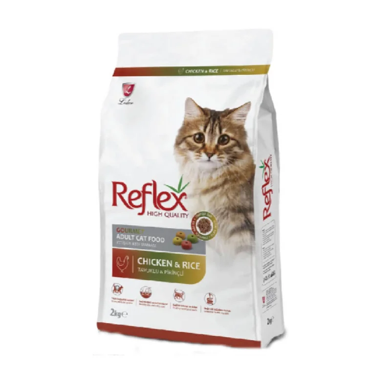    - Cat food for coat health  Reflex Adult Cat Food Gourmet Multi Color Chicken & Rice