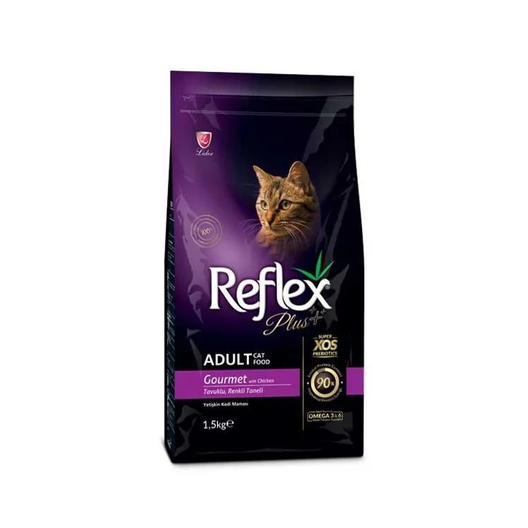    - Cat food for coat health  Reflex Plus Cat Food Gourmet with Chicken 1.5 Kg