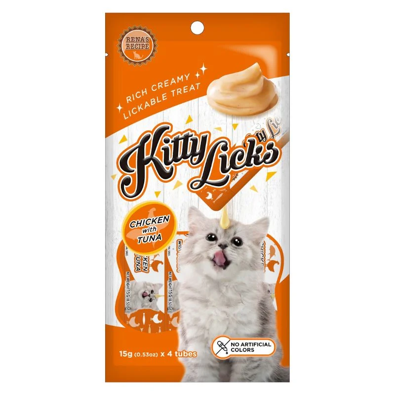    - Indoor cat food  Rena Kitty Licks Cat Treats - Chicken with Tuna (15g x 4 tubes)