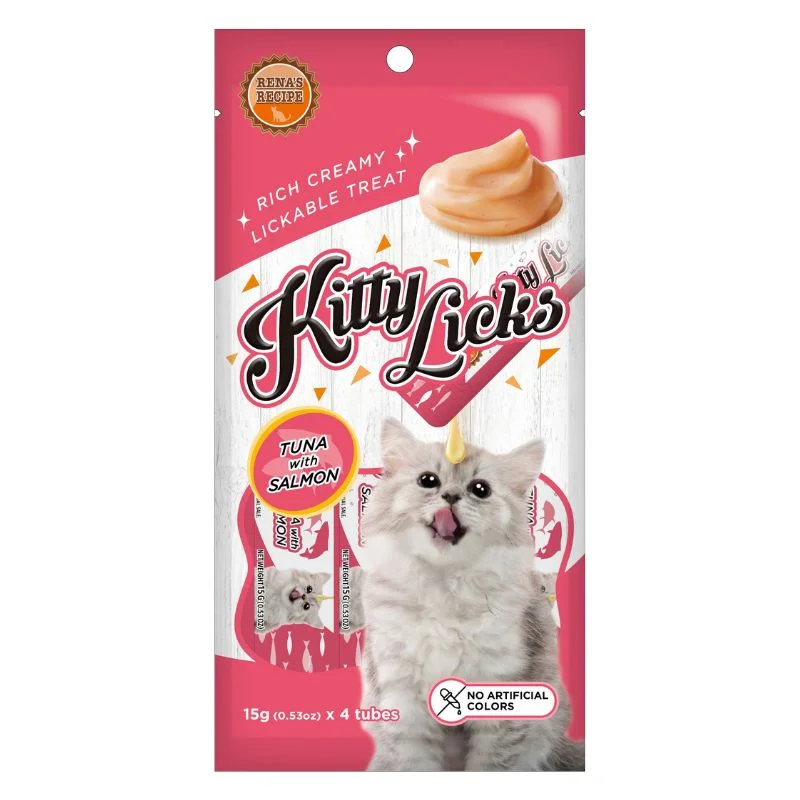    - Cat food for spayed/neutered cats  Rena Kitty Licks Cat Treats - Tuna with Salmon