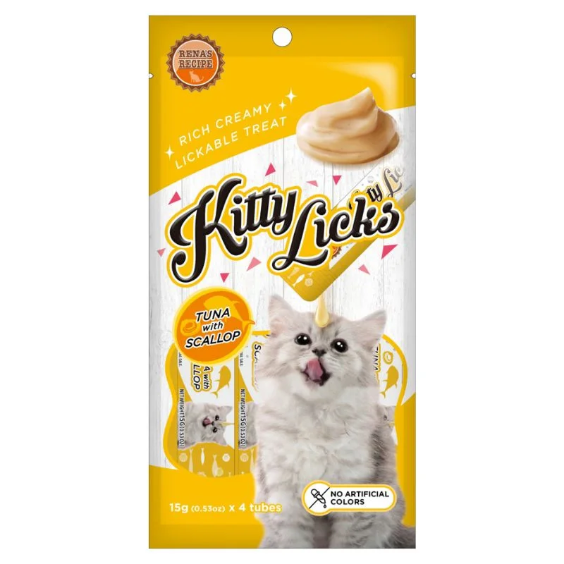    - Cat food for multi-cat households  Rena Kitty Licks Cat Treats - Tuna with Scallop