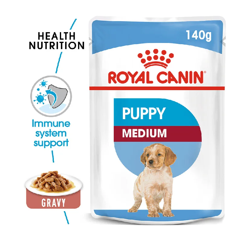  -High-fiber dog foodRoyal Canin Medium Puppy in Gravy Pouch 140g